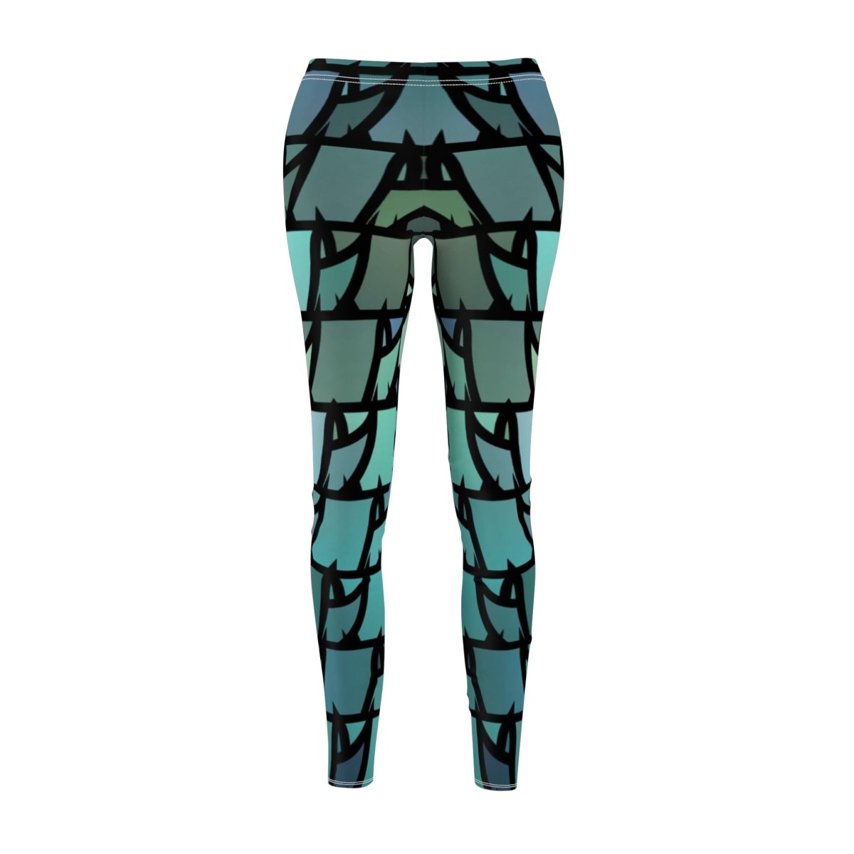 Blue Green Triangle Geometric design Leggings - Earthbound Pacific