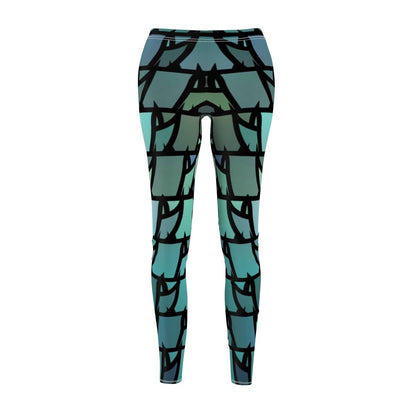 Blue Green Triangle Geometric design Leggings - Earthbound Pacific