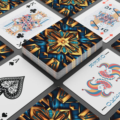 Card Deck, Art Deco Blue & Gold Poker Playing Cards - Fun Game Night Entertainment, Unique Gift Idea, Casino Night Supplies, Deck of Cards - Earthbound Pacific