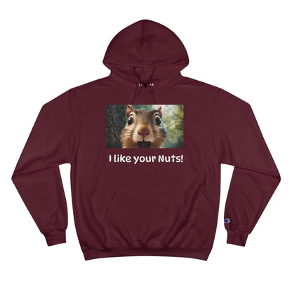 Chipmunk "I like Your Nuts" Custom Champion Hoodie - Earthbound Pacific