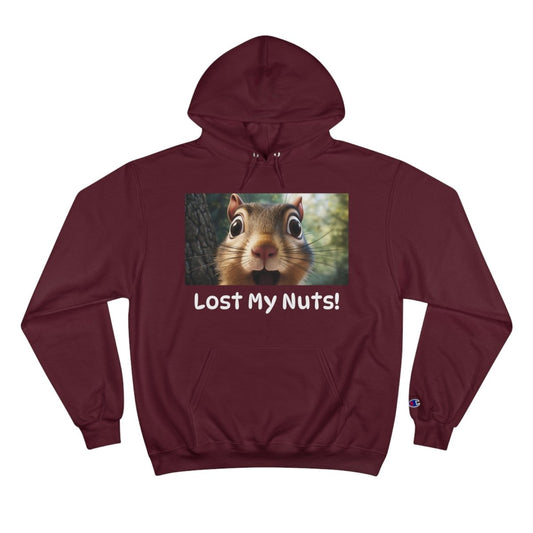 Chipmunk "Lost My Nuts" Custom Champion Hoodie - Earthbound Pacific