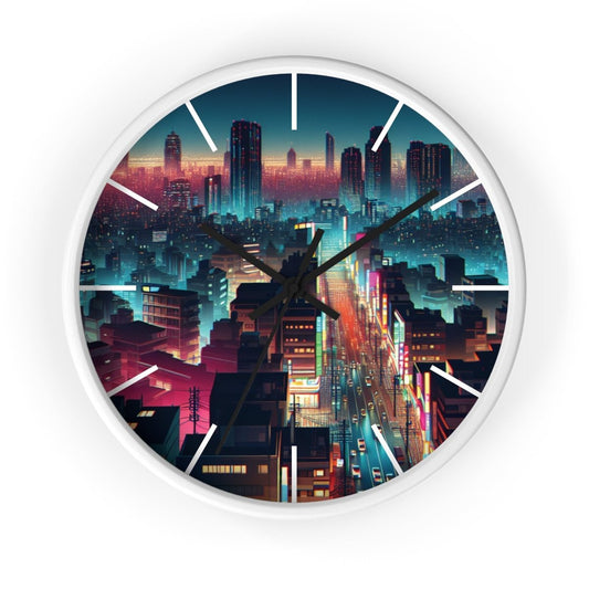 City at Night Custom Design Wall Clock - Earthbound Pacific