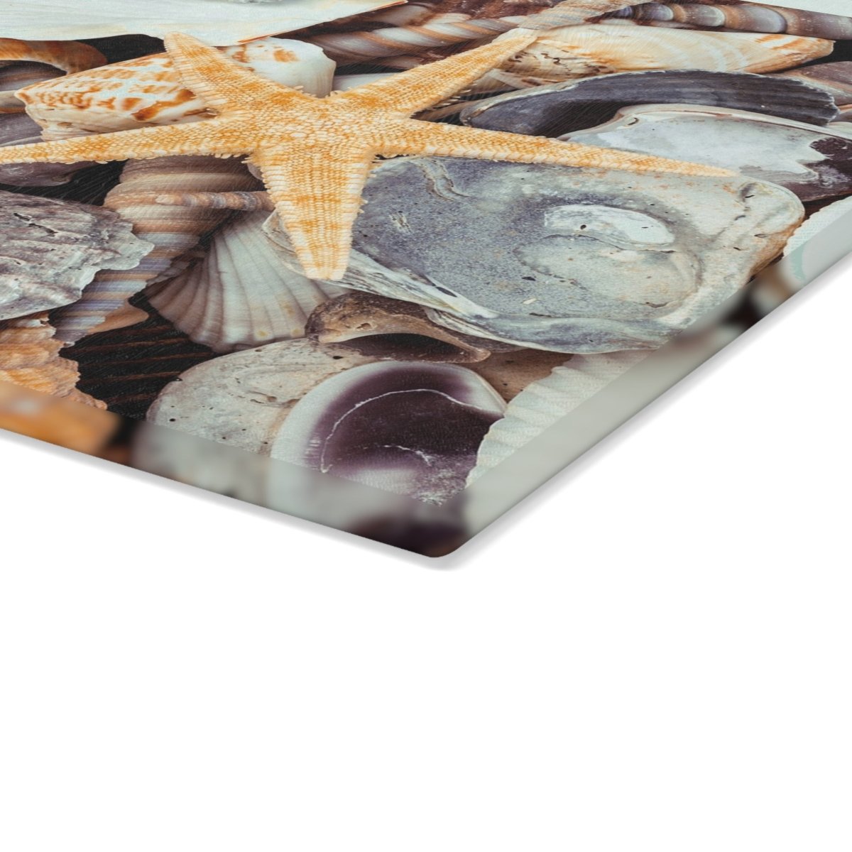 Coastal Seashell Glass Cutting Board - Beach Decor for Home Cooking 77190719336355371801 Earthbound Pacific