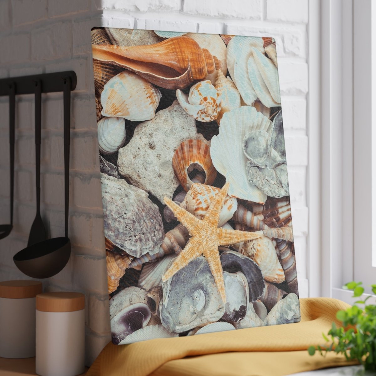 Coastal Seashell Glass Cutting Board - Beach Decor for Home Cooking 77190719336355371801 Earthbound Pacific