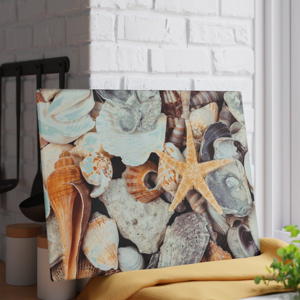 Coastal Seashell Glass Cutting Board - Beach Decor for Home Cooking 77190719336355371801 Earthbound Pacific