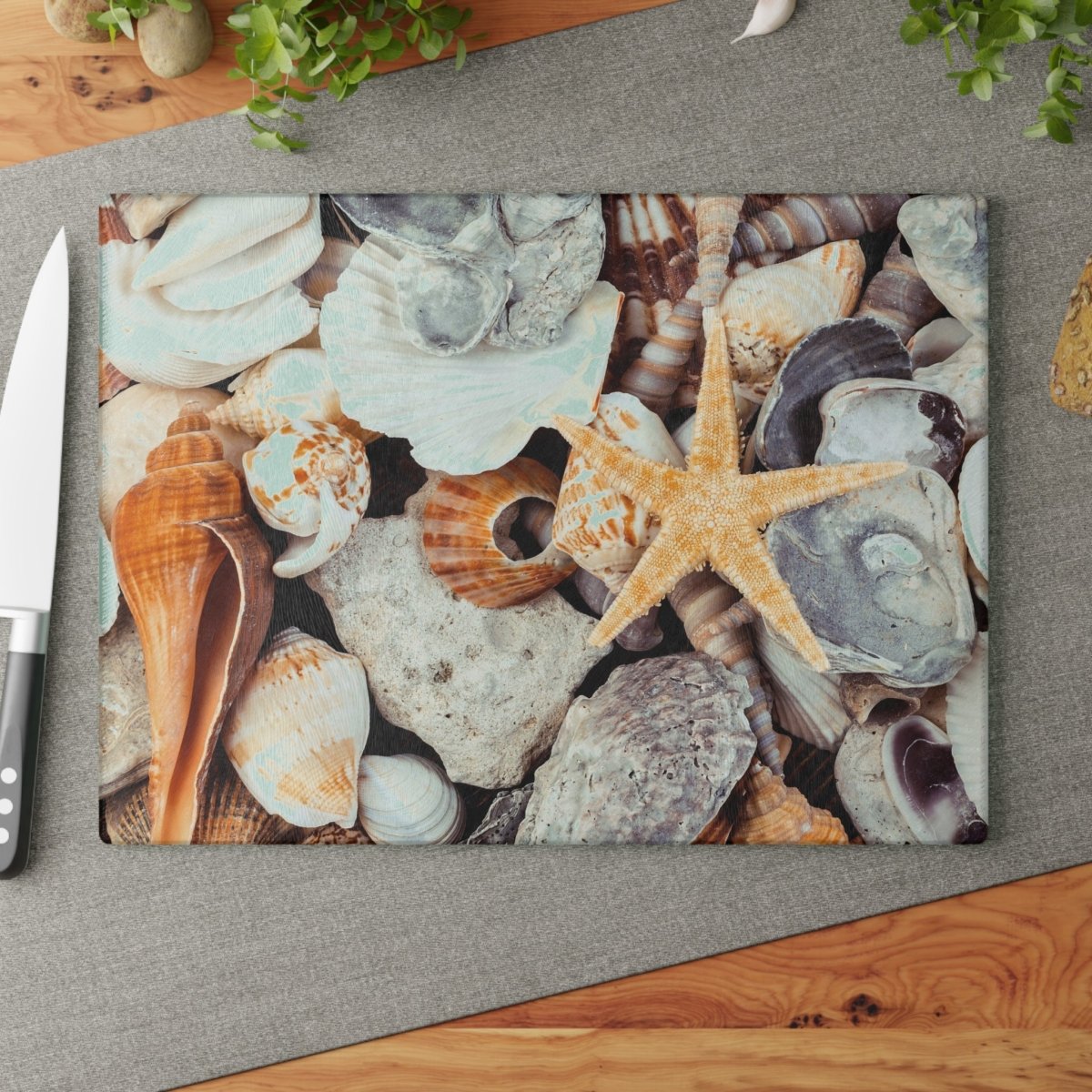 Coastal Seashell Glass Cutting Board - Beach Decor for Home Cooking 80877897914204689201 Earthbound Pacific