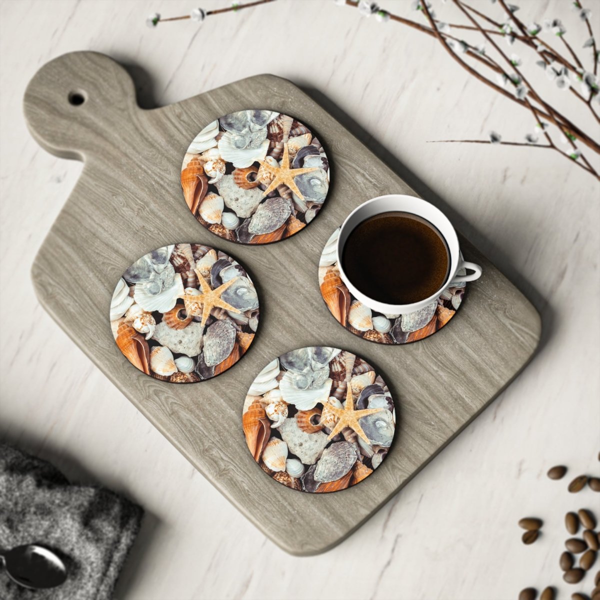Coastal Themed Coasters - Beach Shell Design for Home Decor 33003383860622343368 Earthbound Pacific