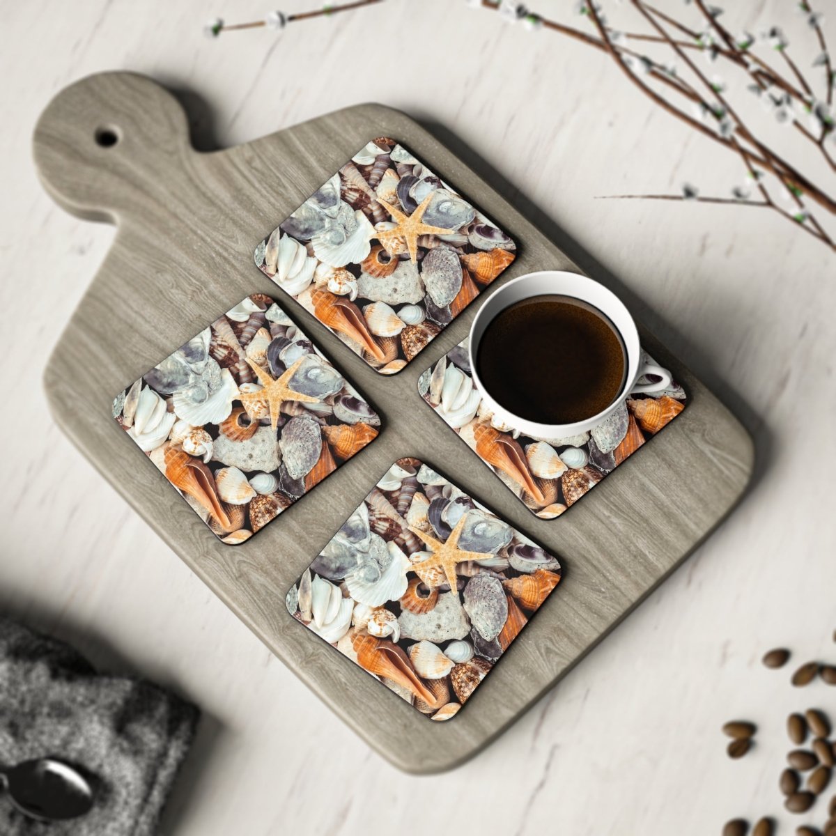 Coastal Themed Coasters - Beach Shell Design for Home Decor 33003383860622343368 Earthbound Pacific