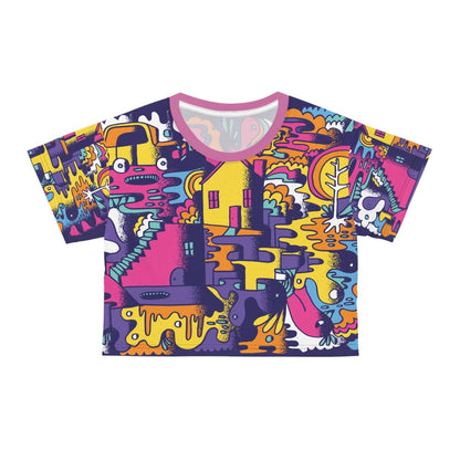 Colorful Abstract Doodle Crop Tee - Earthbound Pacific