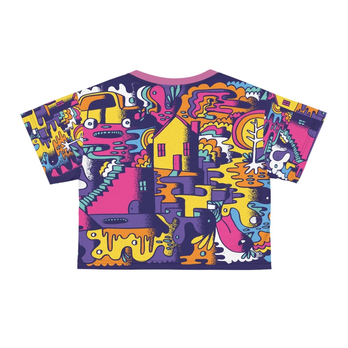 Colorful Abstract Doodle Crop Tee - Earthbound Pacific