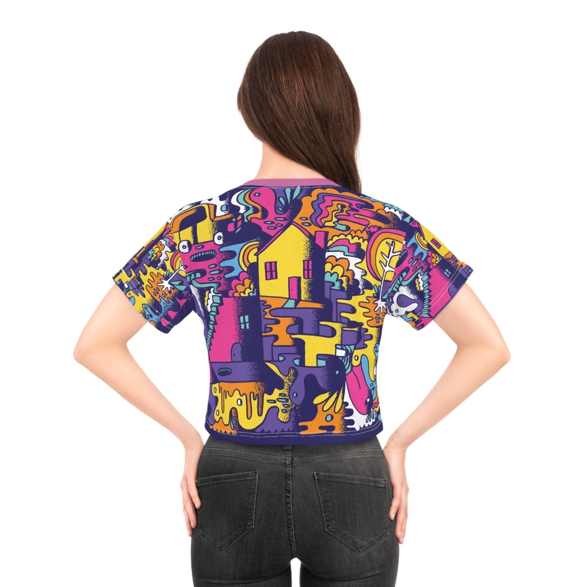 Colorful Abstract Doodle Crop Tee - Earthbound Pacific