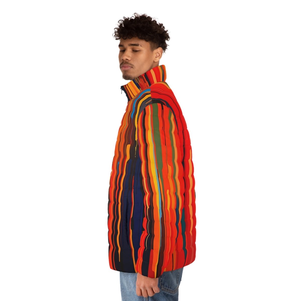 Colorful Abstract Men's Puffer Jacket - Earthbound Pacific