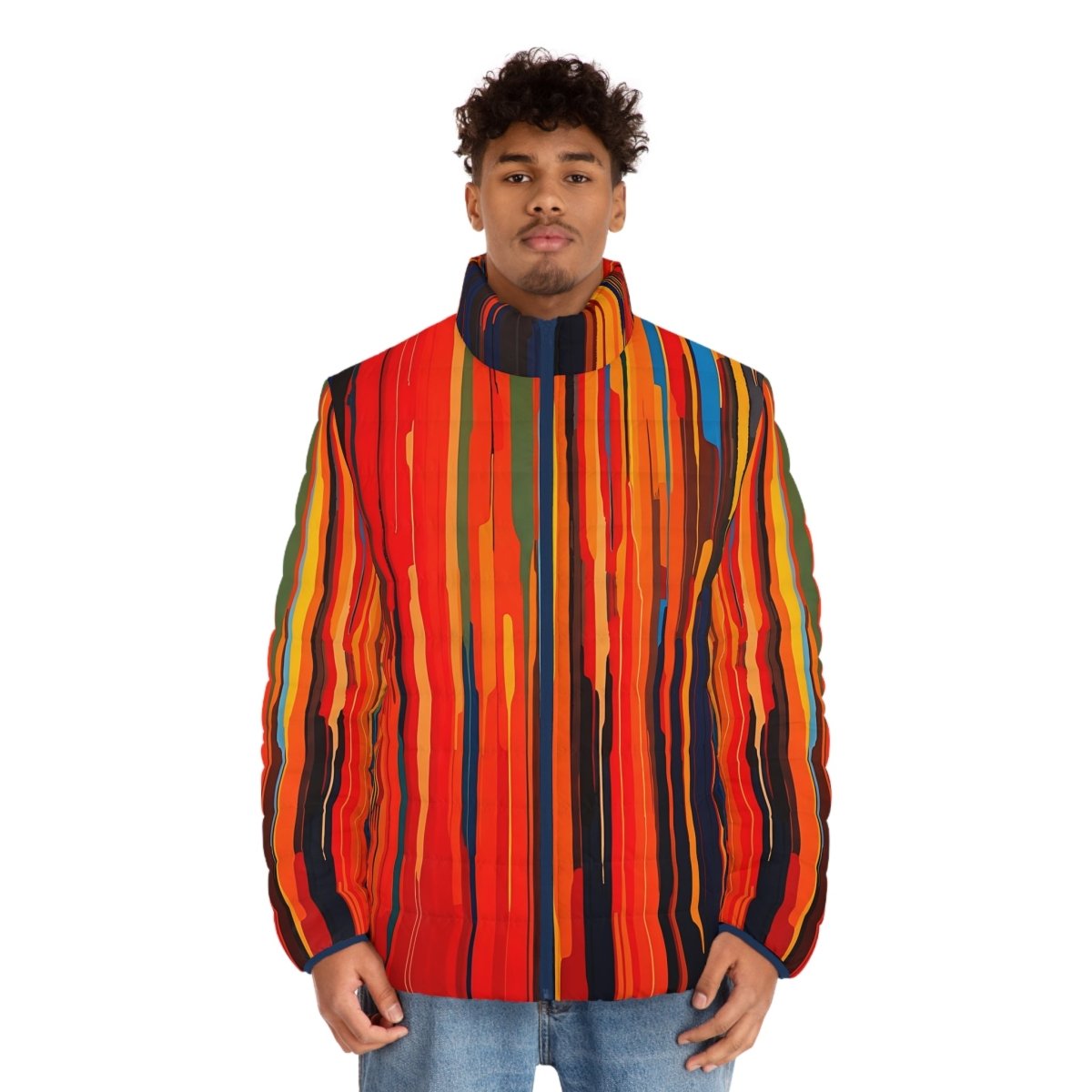 Colorful Abstract Men's Puffer Jacket - Earthbound Pacific