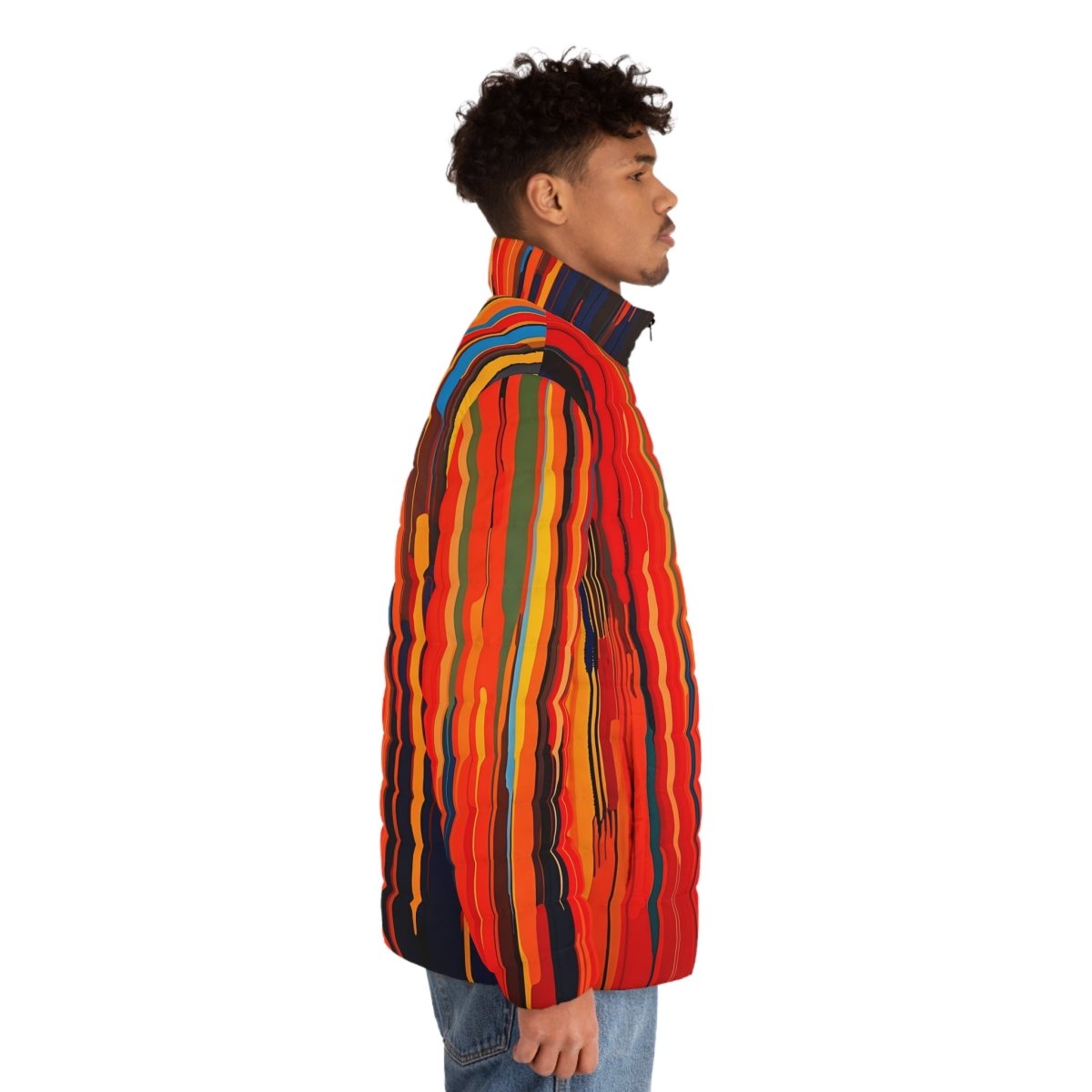 Colorful Abstract Men's Puffer Jacket - Earthbound Pacific