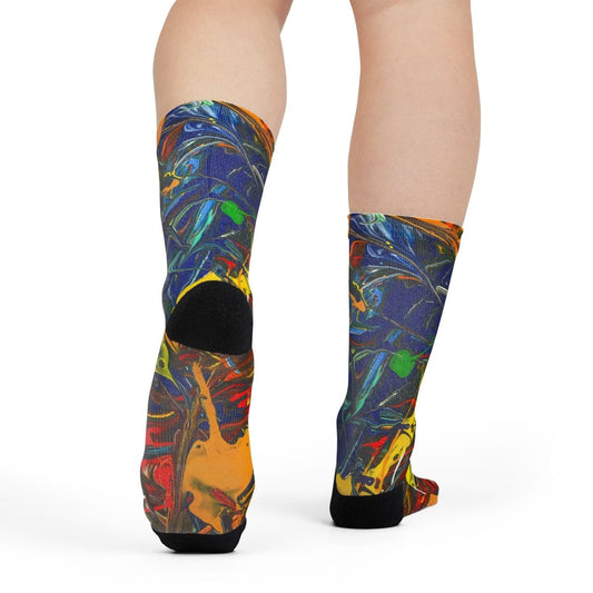 Colorful Abstract Oil Painting Crew Socks - Earthbound Pacific