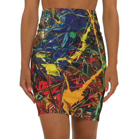 Colorful Abstract Pencil Skirt - Earthbound Pacific