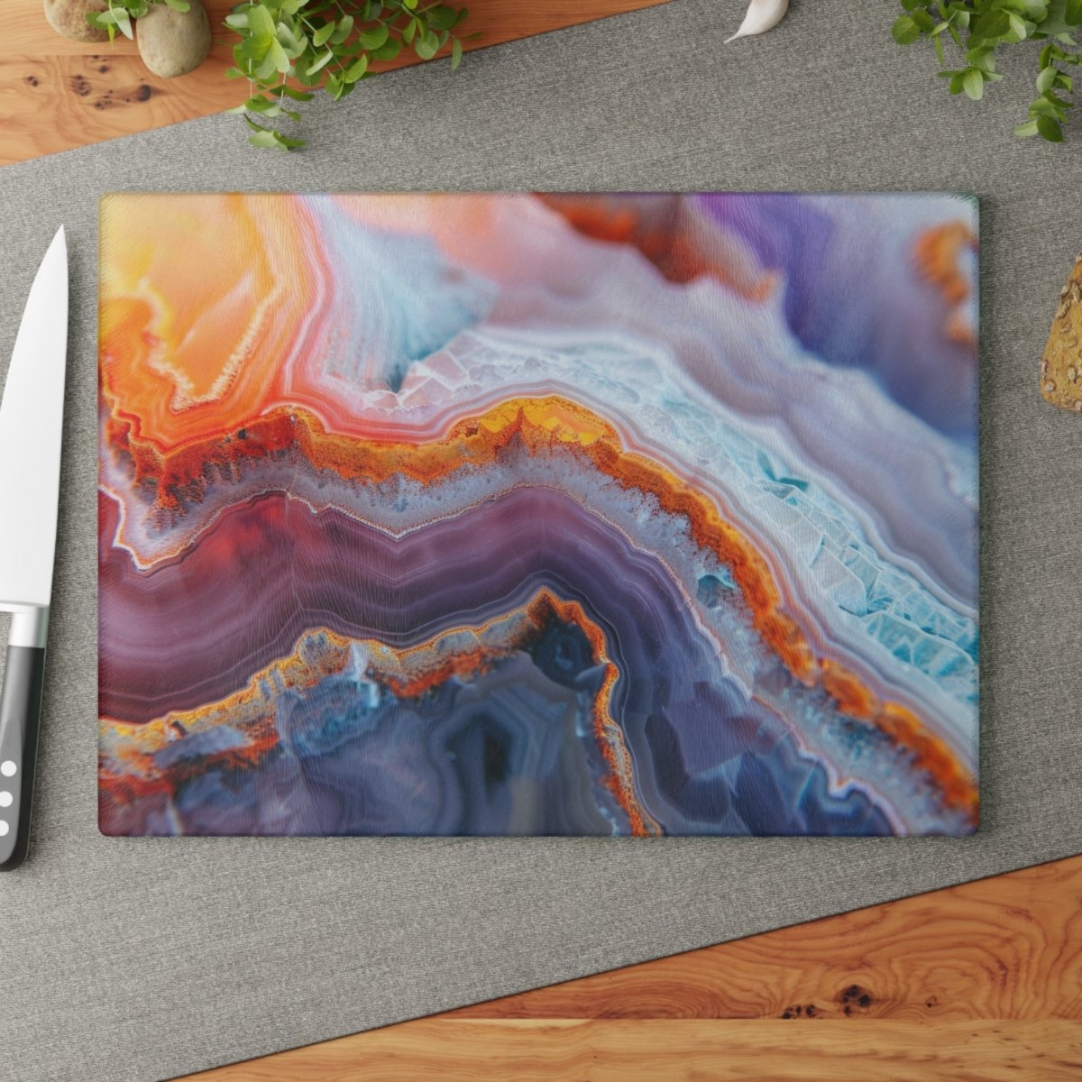 Colorful Geode Design Glass Cutting Board - Unique Kitchen Decor & Gift Idea 26585145749435079339 Earthbound Pacific