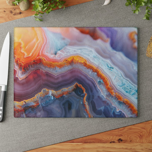 Colorful Geode Design Glass Cutting Board - Unique Kitchen Decor & Gift Idea 26585145749435079339 Earthbound Pacific