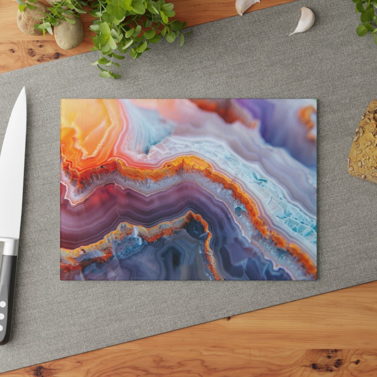 Colorful Geode Design Glass Cutting Board - Unique Kitchen Decor & Gift Idea 45262911137226525625 Earthbound Pacific