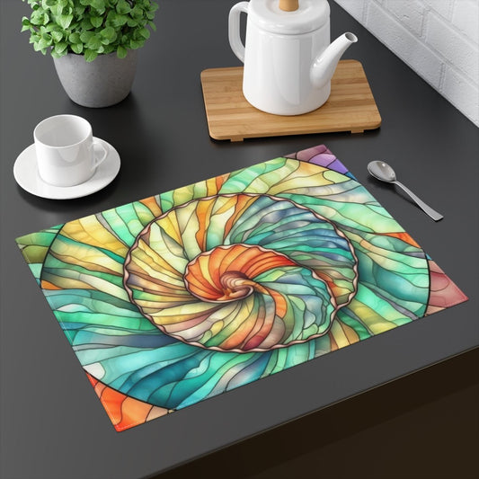 Colorful Spiral Claim Sea Shell Design Placemat - Nautical - Inspired Table Decor 40138499616329952063 Earthbound Pacific