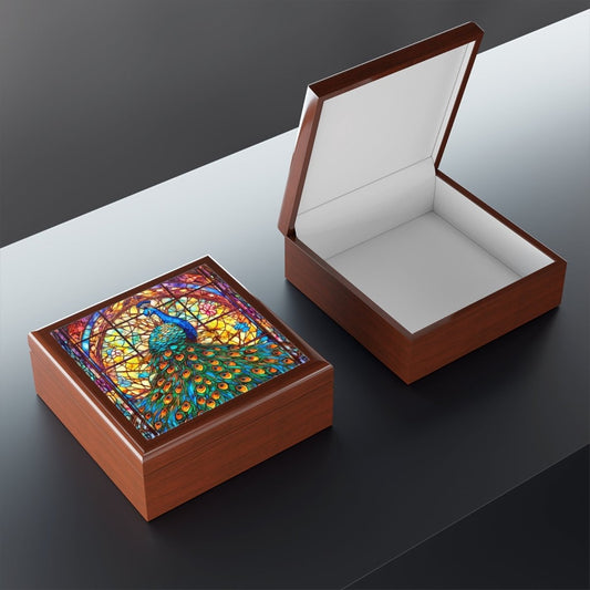 Colorful Stained Glass Peacock Jewelry Box - Elegant Storage for Accessories 24899532734946612821 Earthbound Pacific