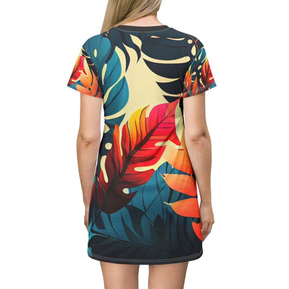 Colorful Tropical T-Shirt Dress - Earthbound Pacific