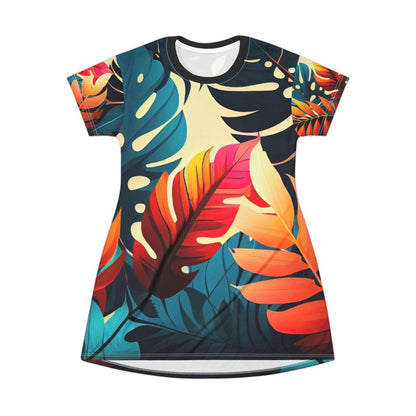 Colorful Tropical T-Shirt Dress - Earthbound Pacific