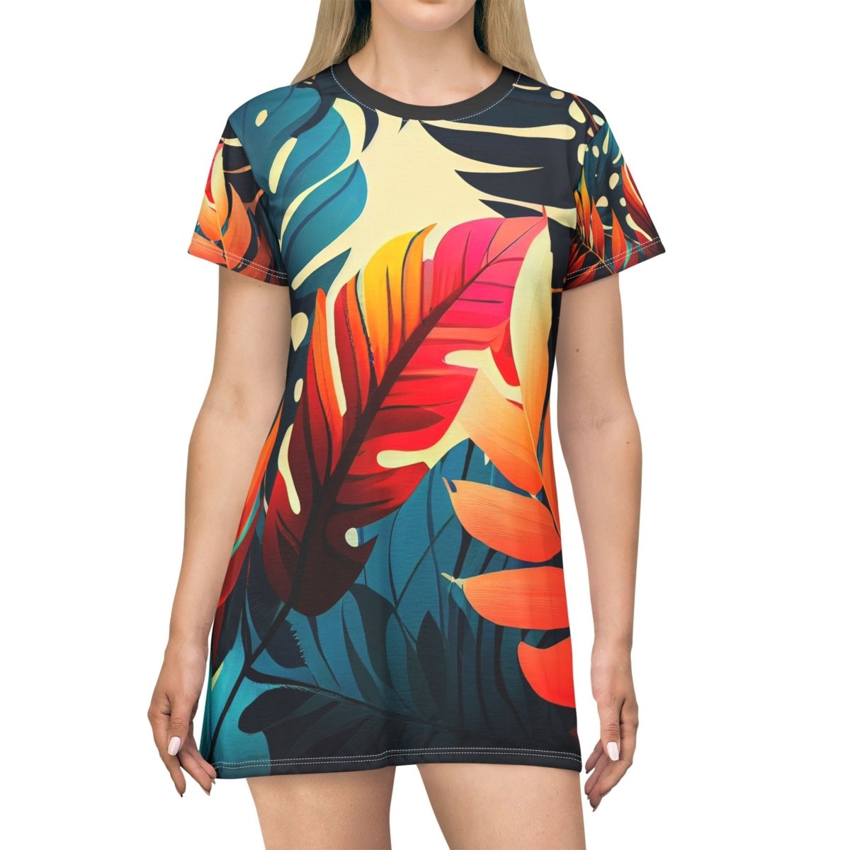 Colorful Tropical T-Shirt Dress - Earthbound Pacific