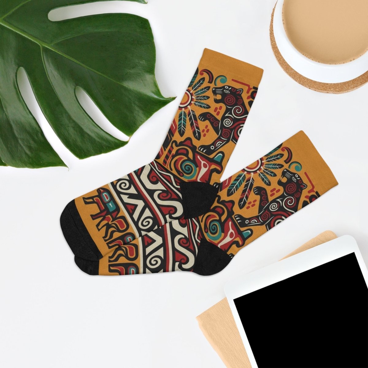 Crew Socks Eco - Friendly Tribal Design 23444537813751912896 Earthbound Pacific