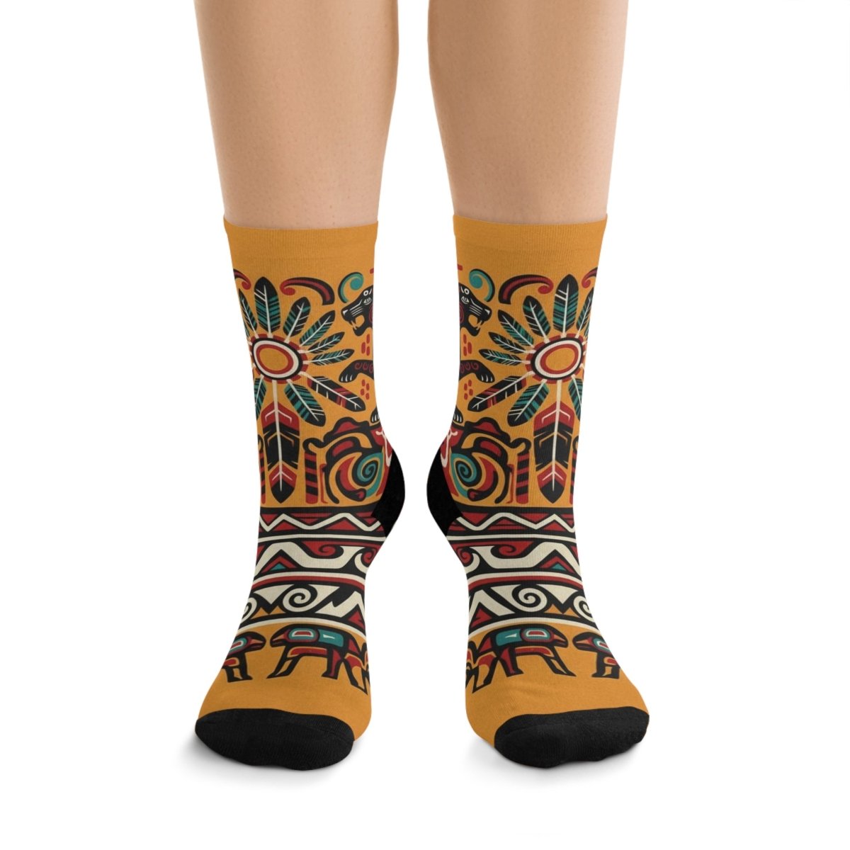 Crew Socks Eco - Friendly Tribal Design 23444537813751912896 Earthbound Pacific