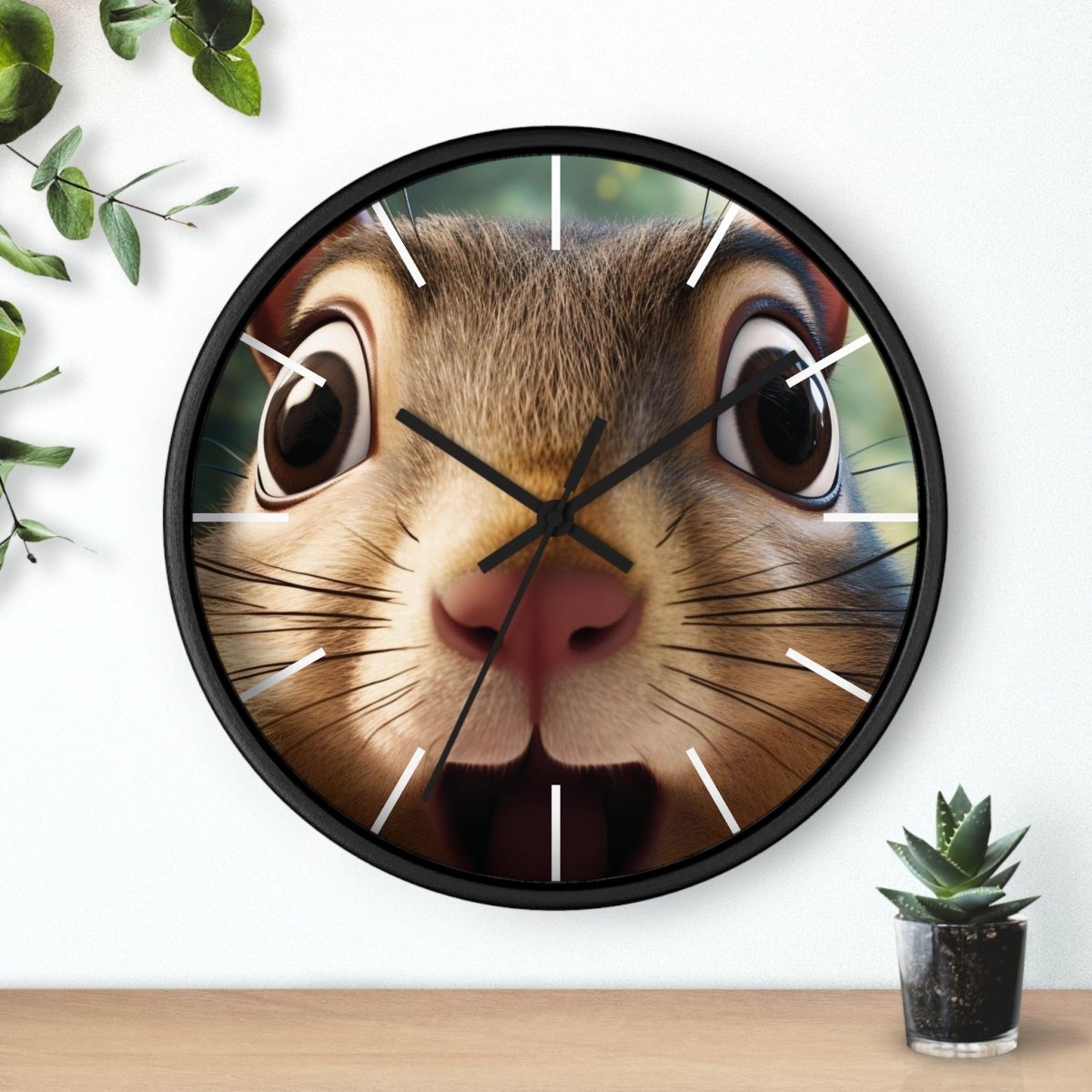 Custom Wall Clock - ChipMunk 'Where's My Nuts' Design - Earthbound Pacific