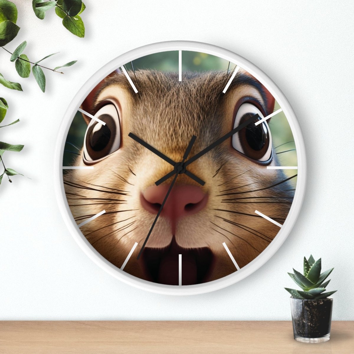 Custom Wall Clock - ChipMunk 'Where's My Nuts' Design - Earthbound Pacific