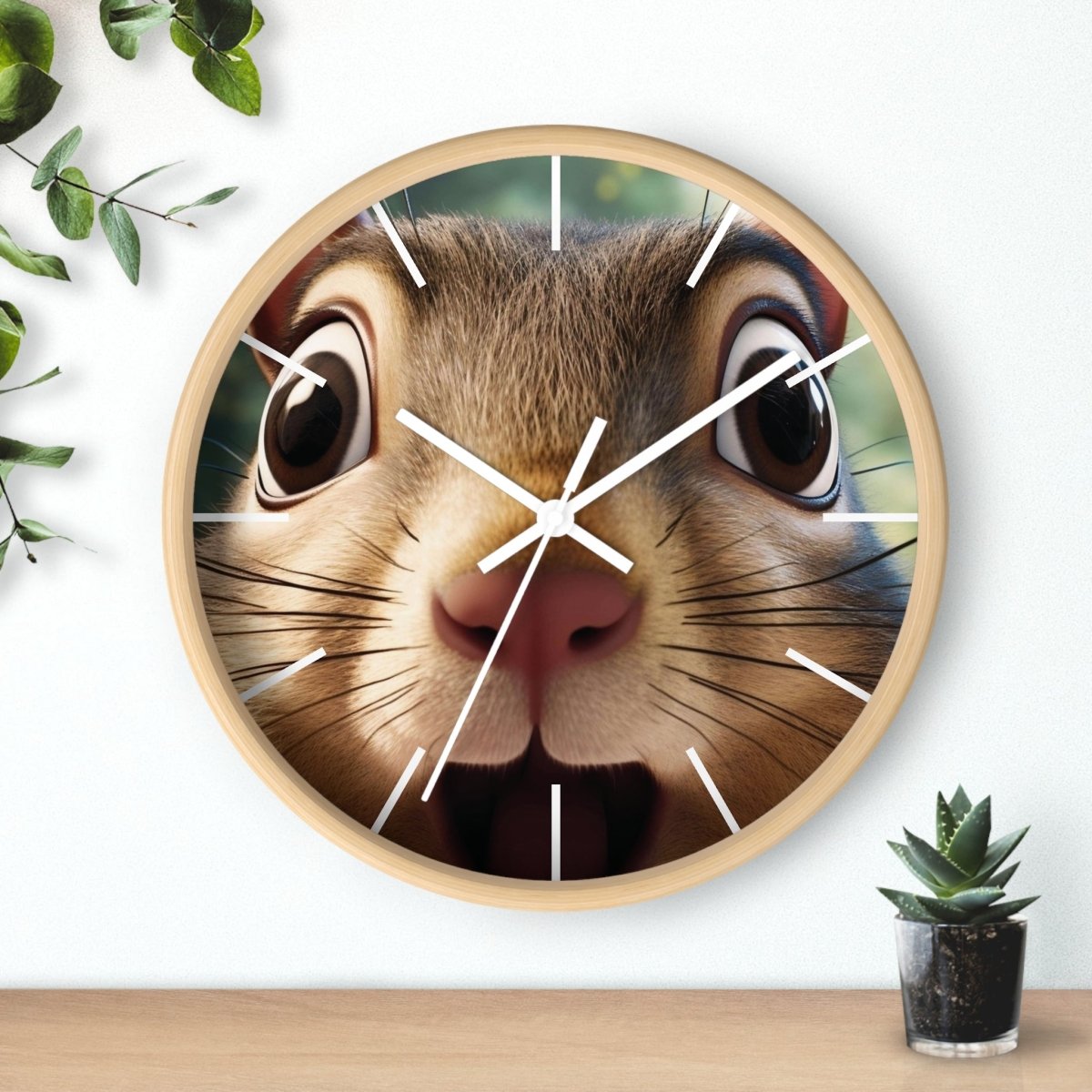 Custom Wall Clock - ChipMunk 'Where's My Nuts' Design - Earthbound Pacific