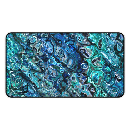 Desk Mat, New Zealand Paua Abalone Inspired Desk Pad, Mouse Pad, Office Decor, Desk Accessory, Work from Home, Gift for Coworker - Earthbound Pacific
