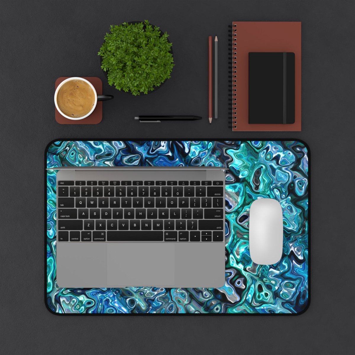 Desk Mat, New Zealand Paua Abalone Inspired Desk Pad, Mouse Pad, Office Decor, Desk Accessory, Work from Home, Gift for Coworker - Earthbound Pacific