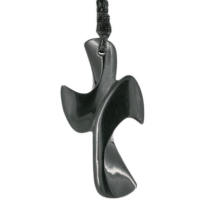 Hand Carved Black Horn Cross Necklace BHC5025m Earthbound Pacific
