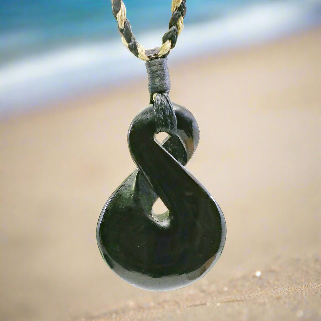 New Zealand Maori Inspired Black Infinity Symbol Necklace BH062439A1 Earthbound Pacific