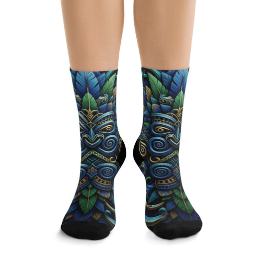 Eco - Friendly Graphic Socks, Tiki Design Inspired 28642445010760796114 Earthbound Pacific