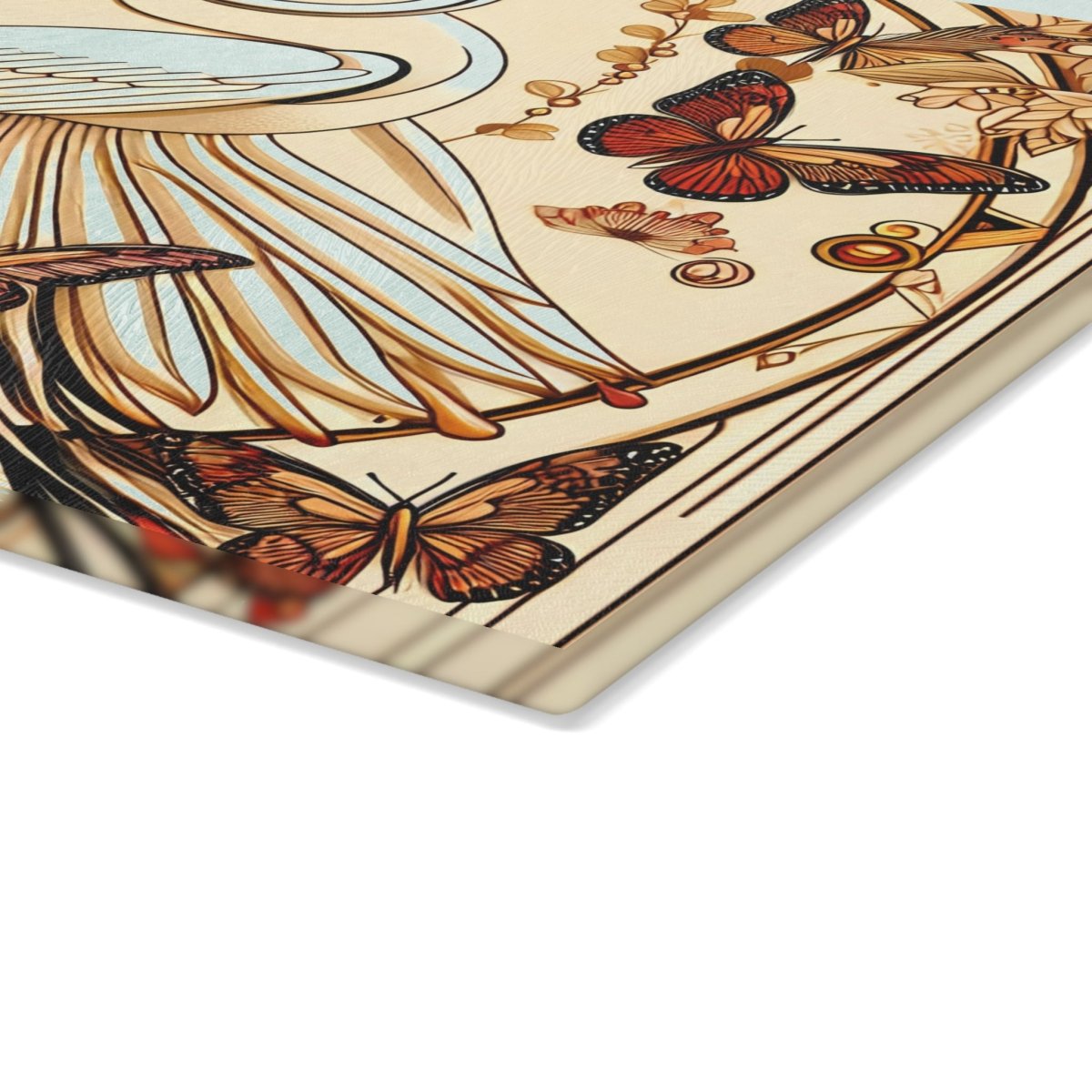 Elegant Art Deco Design Floral Crane Glass Cutting Board - Perfect for Cooking and Entertaining 28582086390121945704 Earthbound Pacific