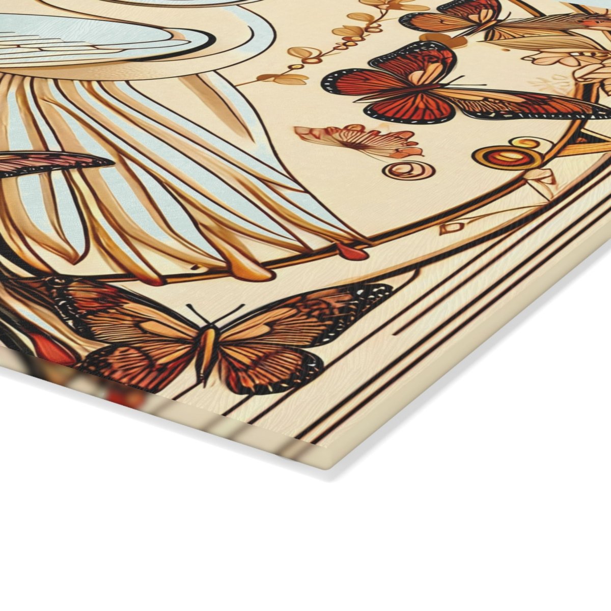 Elegant Art Deco Design Floral Crane Glass Cutting Board - Perfect for Cooking and Entertaining 28582086390121945704 Earthbound Pacific