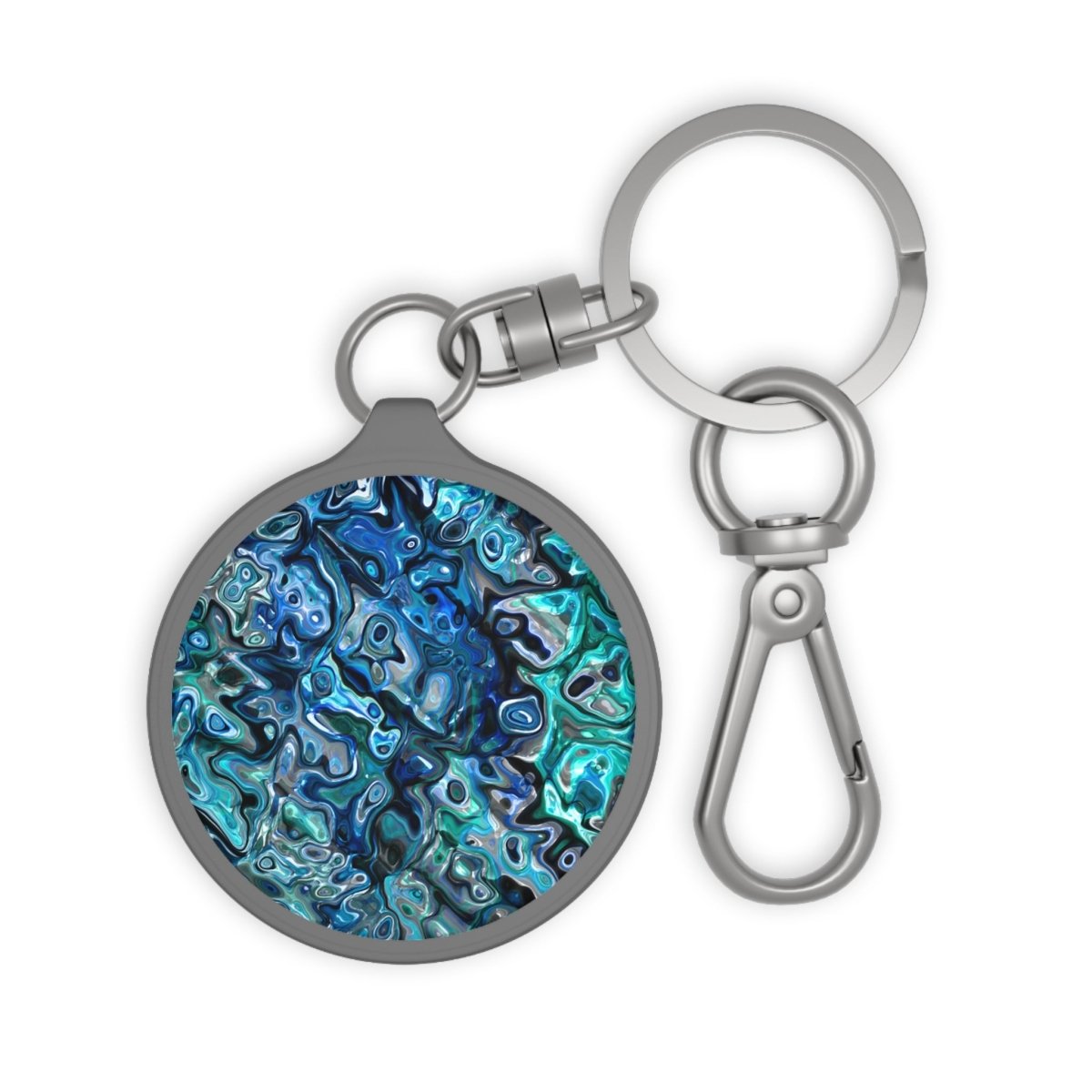 Elegant Blue Paua Abalone Keyring Tag, Personalized Keychain, Unique Gift for Her, Wedding Favors, Travel Accessory, Everyday Use - Earthbound Pacific