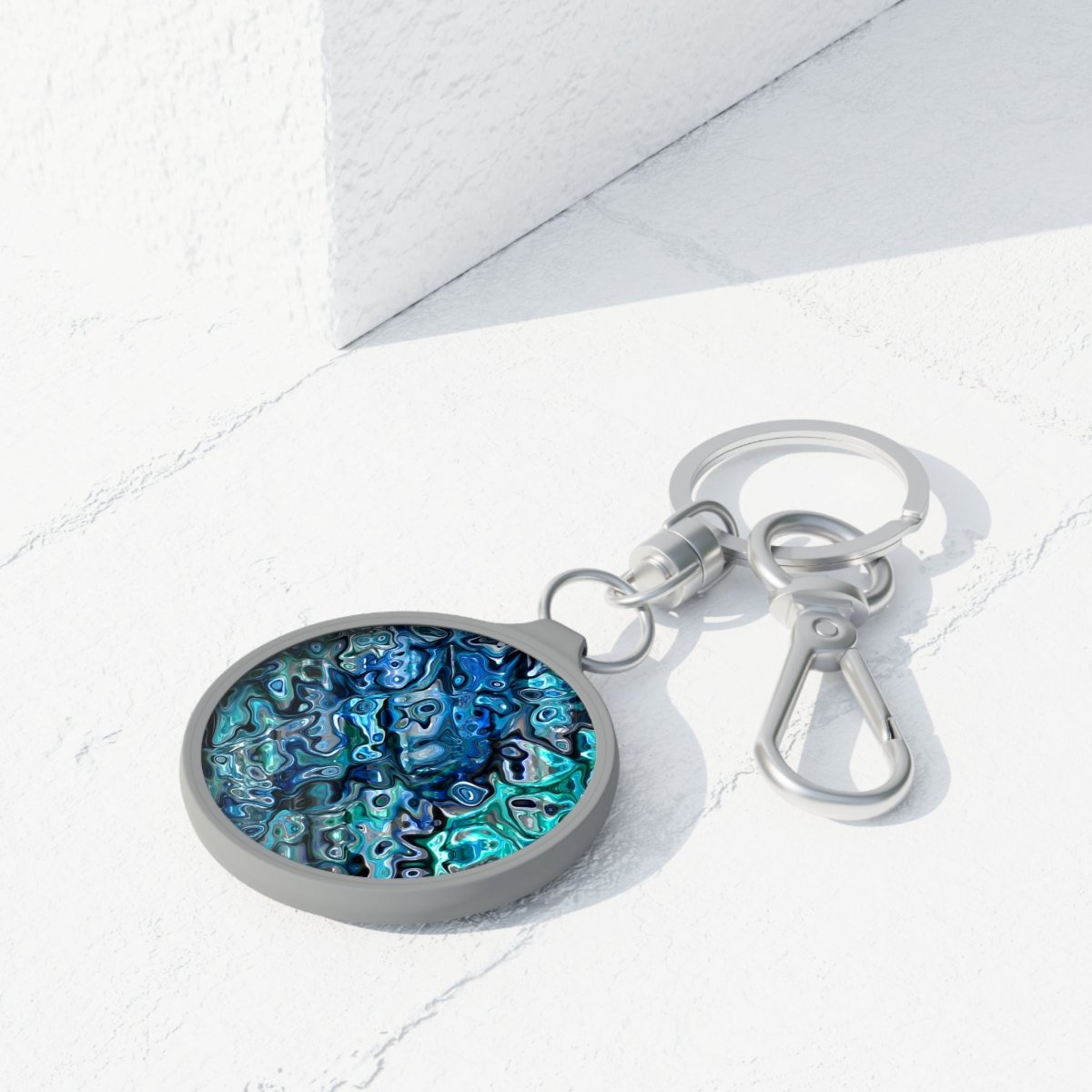Elegant Blue Paua Abalone Keyring Tag, Personalized Keychain, Unique Gift for Her, Wedding Favors, Travel Accessory, Everyday Use - Earthbound Pacific