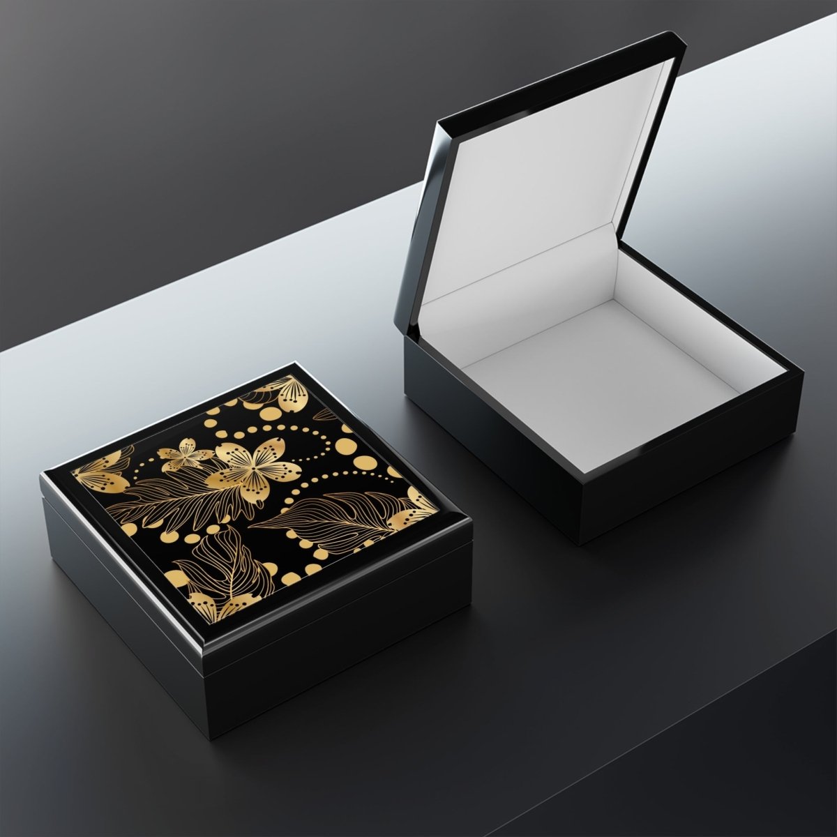 Elegant Floral Jewelry Box with Gold Accents Patten 19842262945508574345 Earthbound Pacific