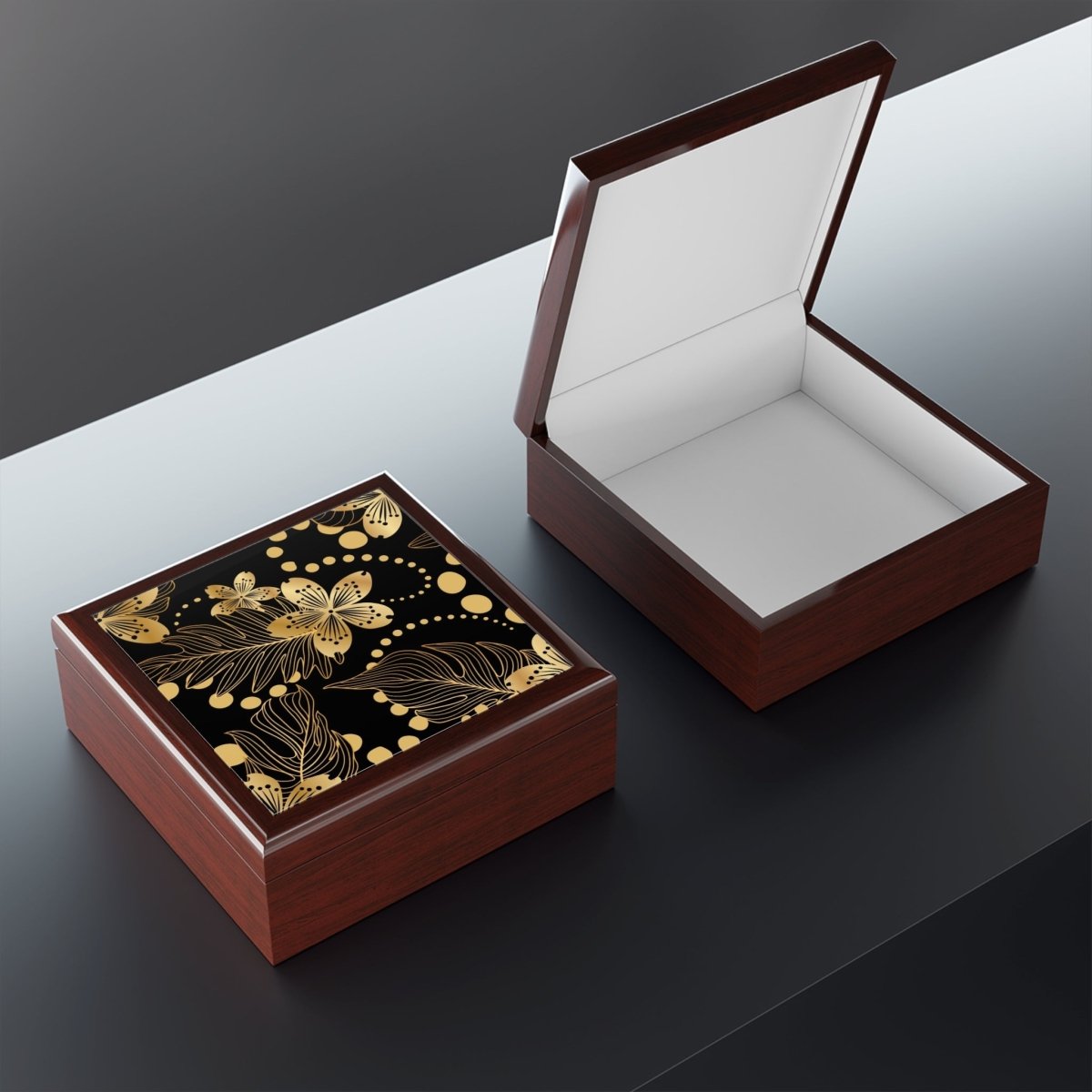 Elegant Floral Jewelry Box with Gold Accents Patten 19842262945508574345 Earthbound Pacific