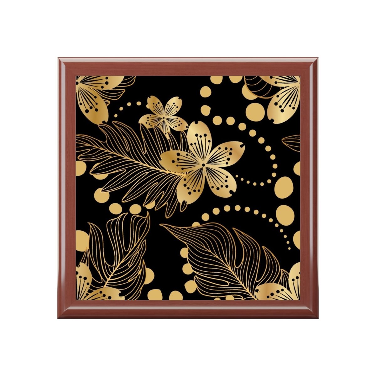 Elegant Floral Jewelry Box with Gold Accents Patten 20634338030992762427 Earthbound Pacific