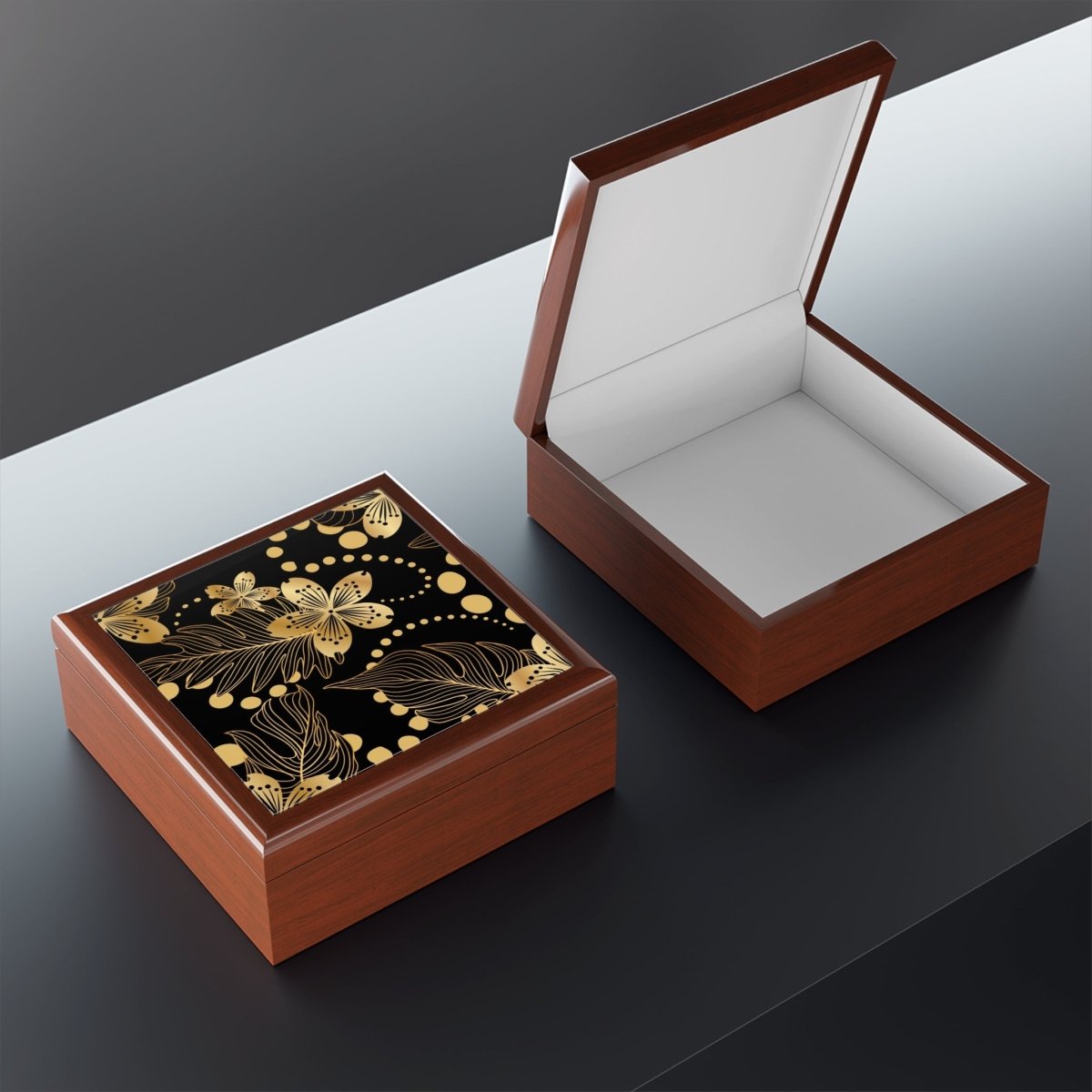 Elegant Floral Jewelry Box with Gold Accents Patten 19842262945508574345 Earthbound Pacific