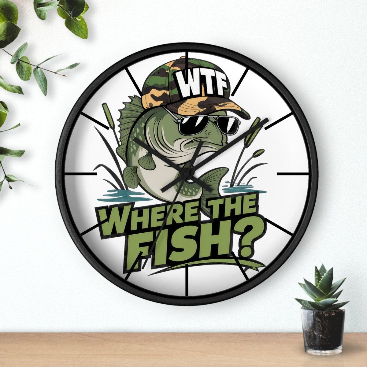 Fishing Where's The Fish Wall Clock - Earthbound Pacific