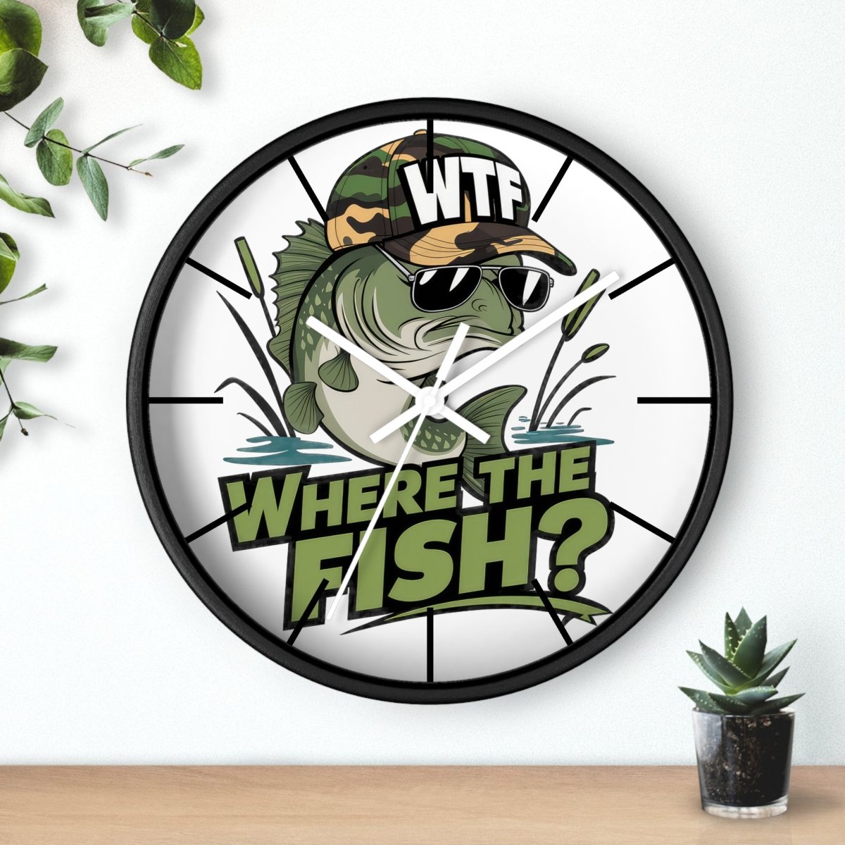 Fishing Where's The Fish Wall Clock - Earthbound Pacific