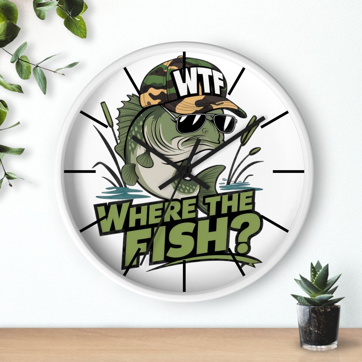 Fishing Where's The Fish Wall Clock - Earthbound Pacific