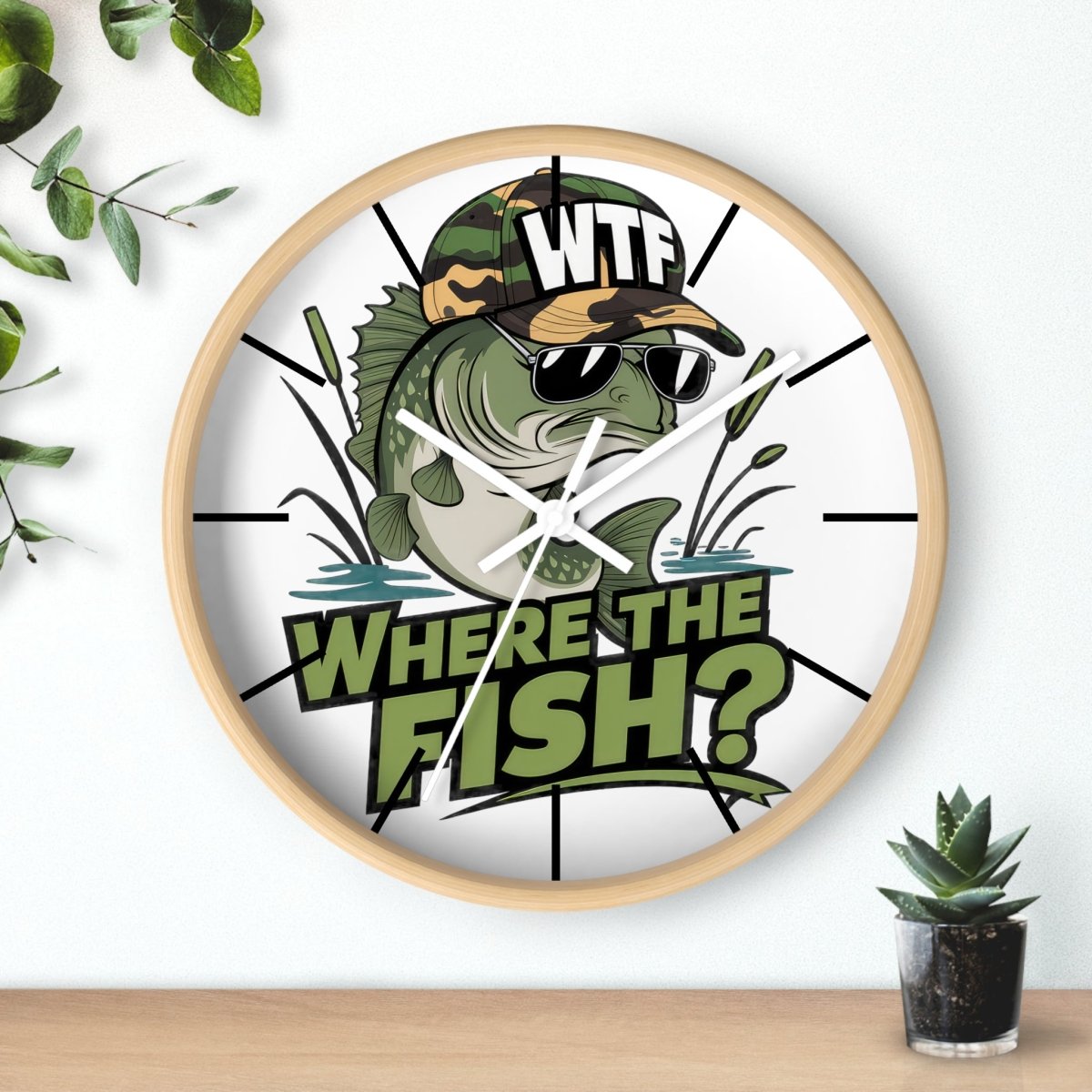 Fishing Where's The Fish Wall Clock - Earthbound Pacific